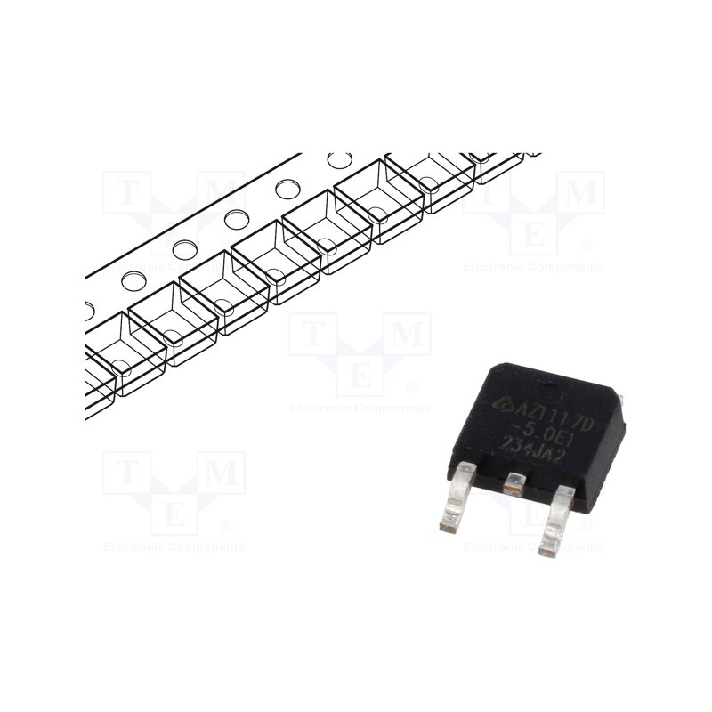 20 pcs : AZ1117D-5.0TRE1 - IC: voltage regulator, LDO,linear,fixed, 5V, 1A, DPAK, SMD, ±1%