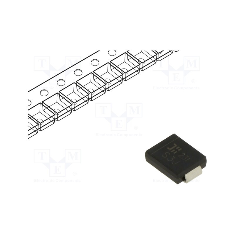 20 pcs : S3J-13-F - Diode: rectifying, SMD, 600V, 3A, SMC, Ufmax: 1.15V, Ifsm: 100A