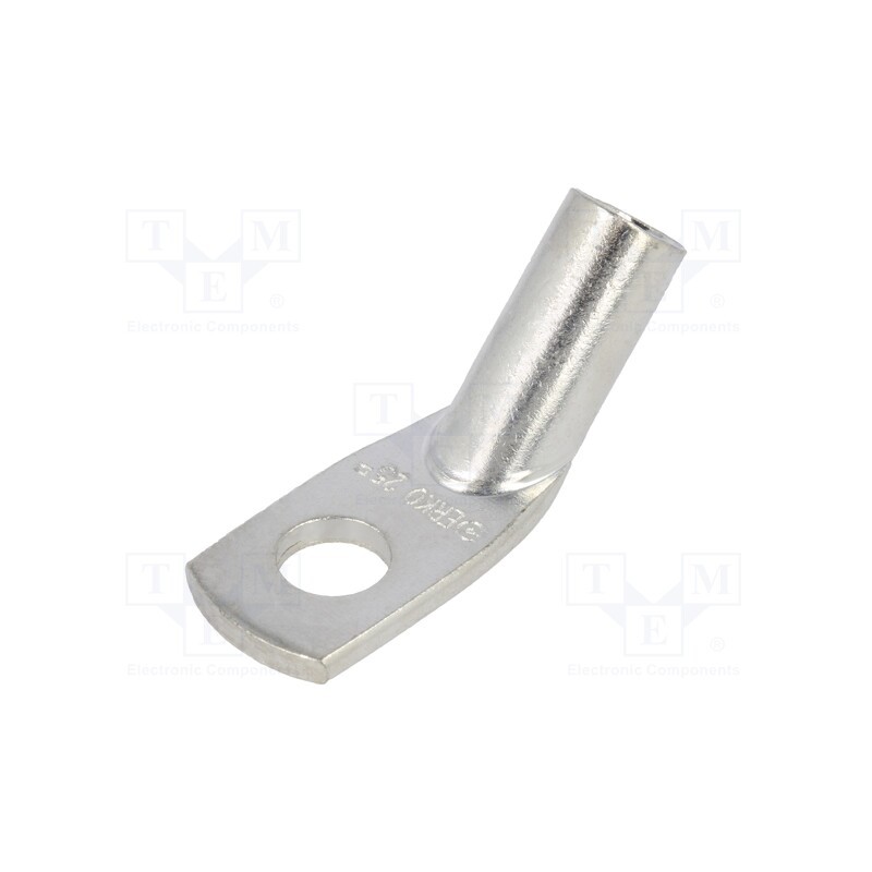 10 pcs : KCS45_8-25/10 - Tip: ring tube, M8, 25mm2, crimped, for cable, angled 45°, tinned