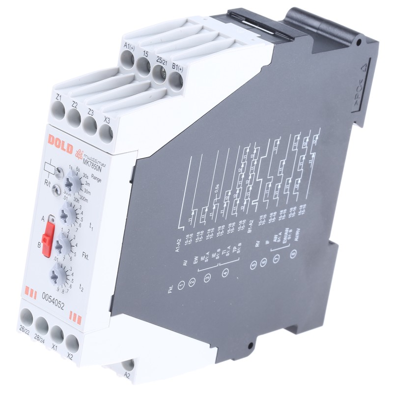 1 pcs - Dold MK7850N Series DIN Rail Mount Timer Relay, 12 - 240V ac/dc, 2-Contact, 0.03 - 300 min, 0.06 -