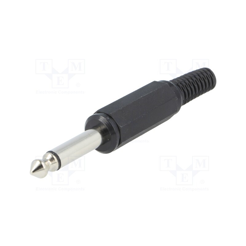 10 pcs : KLSM 3 SCHWARZ - Plug, Jack 6,3mm, male, mono,with strain relief, ways: 2, straight
