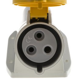 1 pcs - Scame IP44 Yellow Wall Mount 2P + E Right Angle Industrial Power Socket, Rated At 32A, 110 V