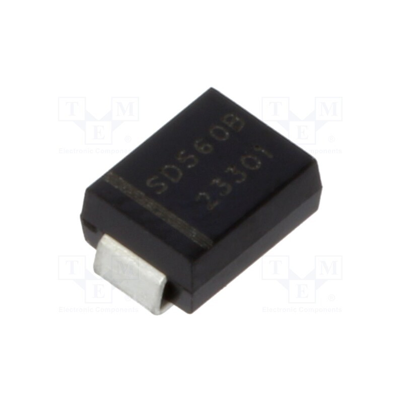 50 pcs : SD560BTR - Diode: rectifying, SMD, 600V, 5A, SMB, Ufmax: 1.2V, Ir: 9uA,