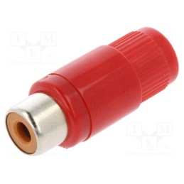 10 pcs : KTO 1 ROT - Plug, RCA, female, straight, soldering, red, nickel plated