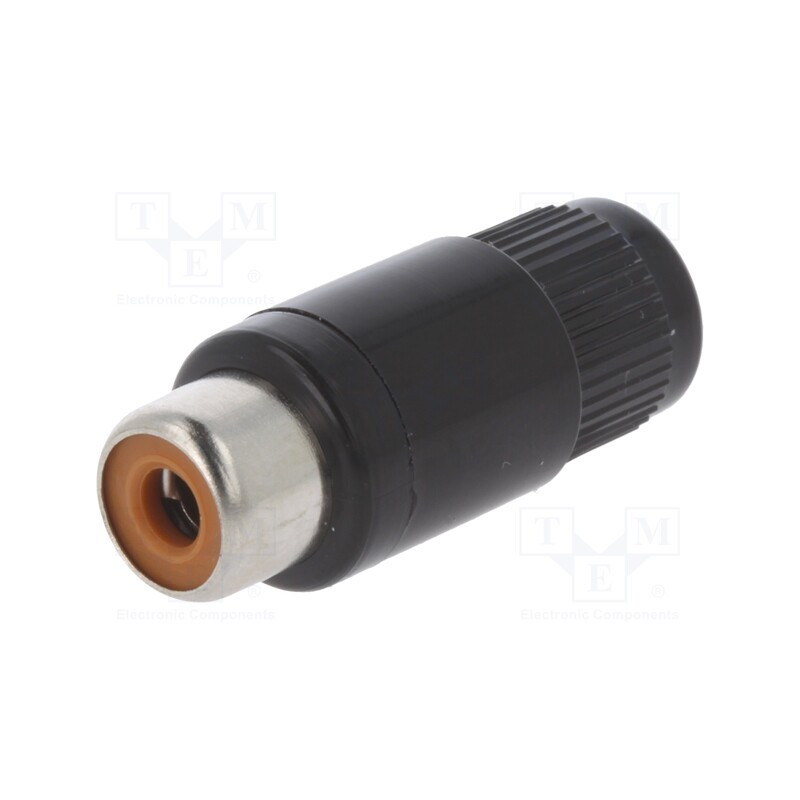 10 pcs : KTO 1 SCHWARZ - Plug, RCA, female, straight, soldering, black, nickel plated