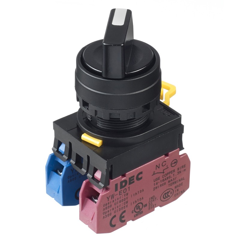 1 pcs - Idec Spring Return Selector Switch - (SPDT) 22mm Cutout Diameter, Illuminated 2 Positions