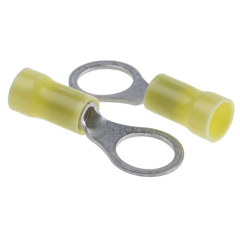 25 pcs - TE Connectivity, PLASTI-GRIP Insulated Ring Terminal, M10 Stud Size, 2.6mm² to 6.6mm² Wire Size, Yellow