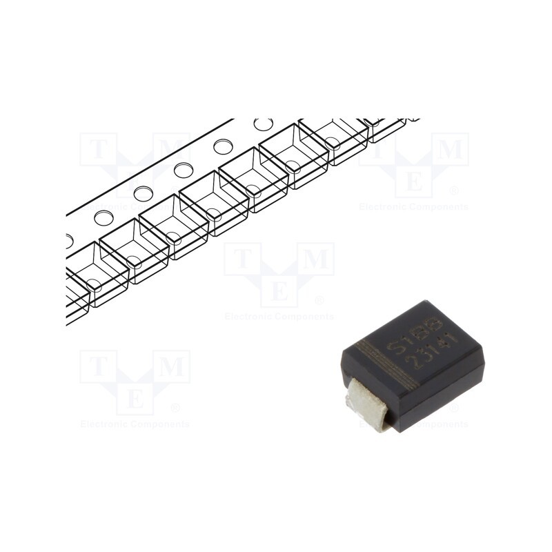 50 pcs : S1BBTR - Diode: rectifying, SMD, 100V, 1A, SMB, Ufmax: 1.1V, Ir: 5uA,