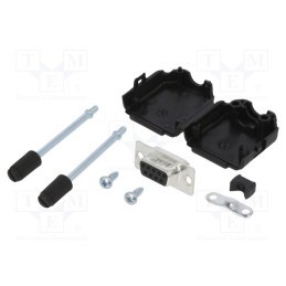 10 pcs : L17DPPK09-BK+L77SDE09S - D-Sub, PIN: 9, female, straight, soldering, for cable, gold flash