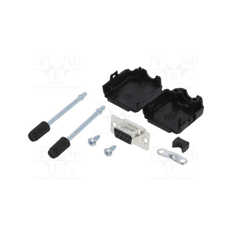 10 pcs : L17DPPK09-BK+L77SDE09S - D-Sub, PIN: 9, female, straight, soldering, for cable, gold flash