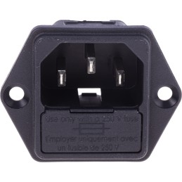 1 pcs - Schurter C14 Panel Mount IEC Connector Male, 10A, 250 V, Fuse Size 5 x 20mm