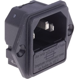 1 pcs - Schurter C14 Panel Mount IEC Connector Male, 10A, 250 V, Fuse Size 5 x 20mm