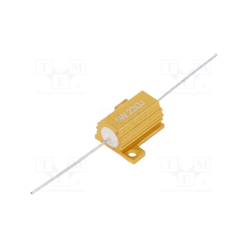10 pcs : AHP5W-22RJ - Resistor: wire-wound, with heatsink, 22Ω, 5W, ±5%, 50ppm/°C, axial