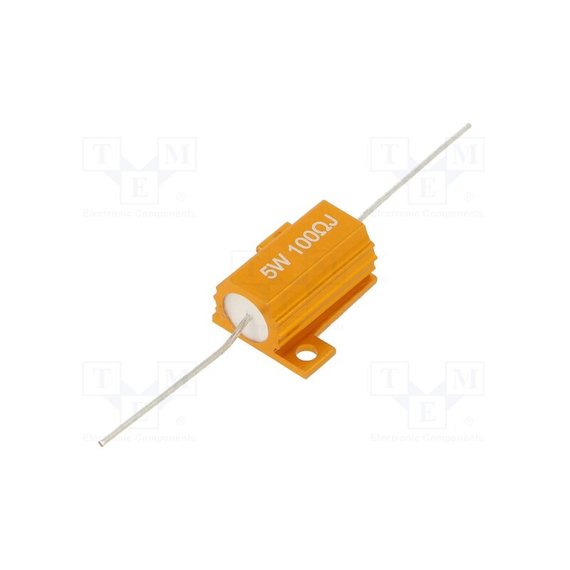 10 pcs : AHP5W-100RJ - Resistor: wire-wound, with heatsink, 100Ω, 5W, ±5%, 50ppm/°C, axial