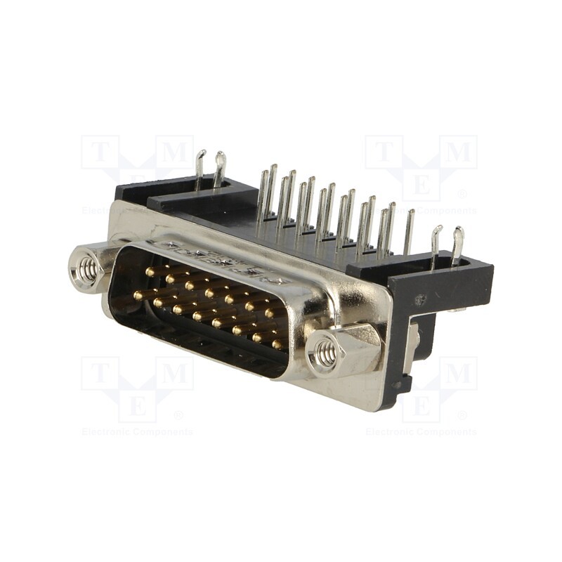 10 pcs : L717SDA15P1ACH4F - D-Sub, PIN: 15, socket, male, angled 90°, THT, Contacts: brass, 5A