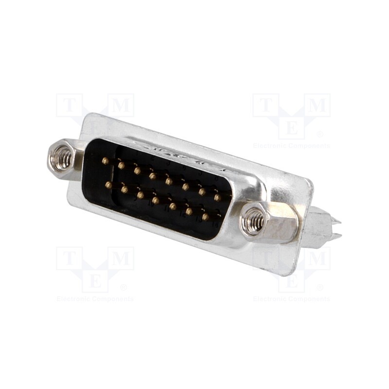 10 pcs : L717SDAH15POL2RM8 - D-Sub, PIN: 15, socket, male, on PCBs,PCB snap, straight, THT, 5A