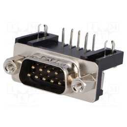 10 pcs : L717SDE09P1ACH4F - D-Sub, PIN: 9, socket, male, angled 90°, THT, Contacts: brass, 5A