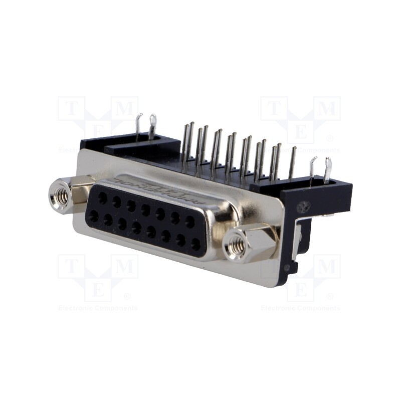 10 pcs : L77SDA15S1ACH4F - D-Sub, PIN: 15, socket, female, angled 90°, THT, UNC 4-40, 5A, 250V