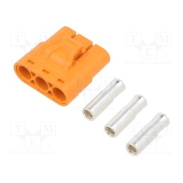 10 pcs : LCC40-F - Plug, DC supply, LC, female, PIN: 3, for cable, soldering, orange