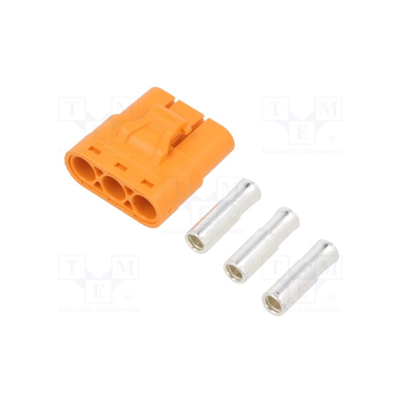 10 pcs : LCC40-F - Plug, DC supply, LC, female, PIN: 3, for cable, soldering, orange
