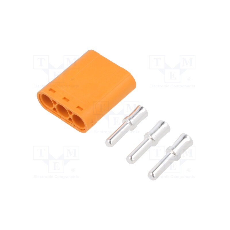 10 pcs : LCC40-M - Plug, DC supply, LC, male, PIN: 3, for cable, soldering, orange, 30A