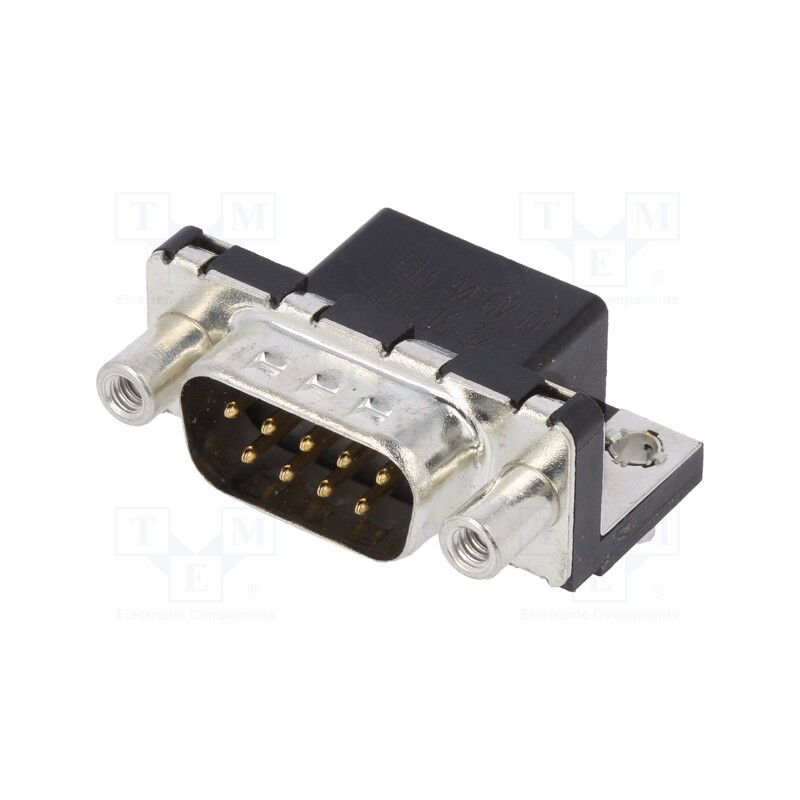 10 pcs : LD09P13A4GV00LF - D-Sub, PIN: 9, socket, male, on PCBs,PCB snap, angled 90°, THT, 5A