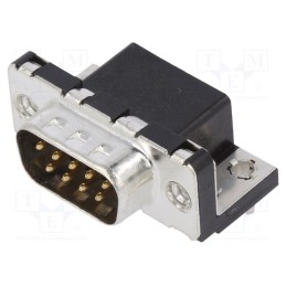 10 pcs : LD09P13A4GX00LF - D-Sub, PIN: 9, socket, male, on PCBs,PCB snap, angled 90°, THT, 5A