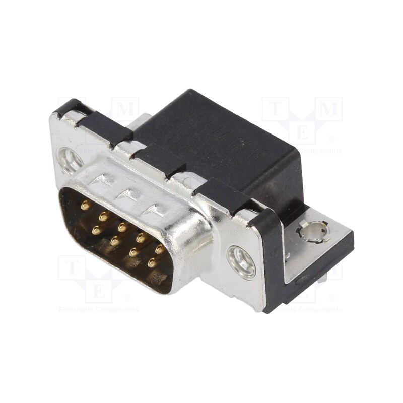 10 pcs : LD09P13A4GX00LF - D-Sub, PIN: 9, socket, male, on PCBs,PCB snap, angled 90°, THT, 5A