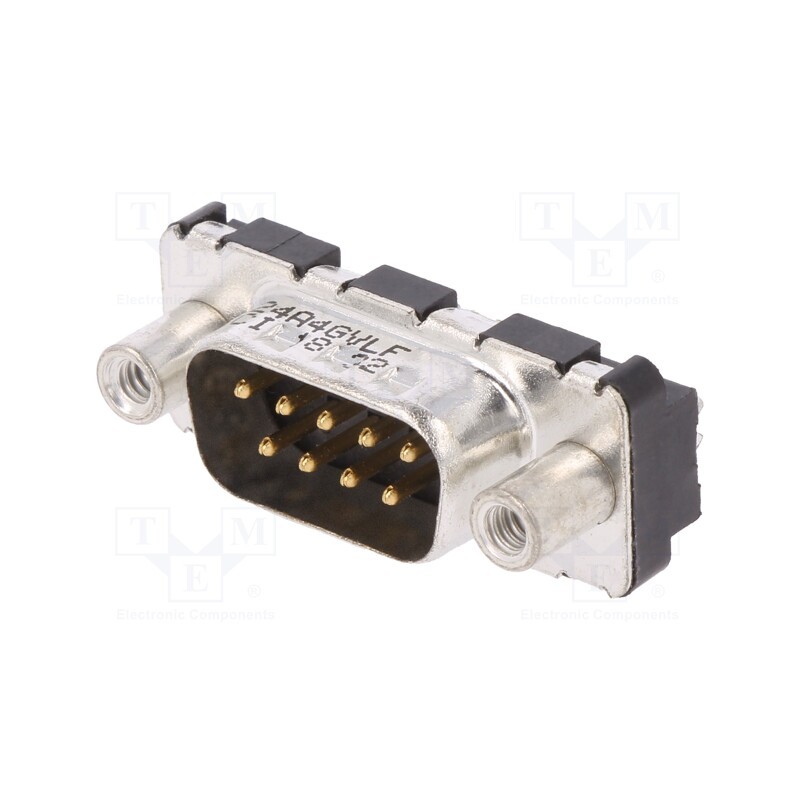 10 pcs : LD09P24A4GV00LF - D-Sub, PIN: 9, socket, male, on PCBs,PCB snap, straight, THT, 5A
