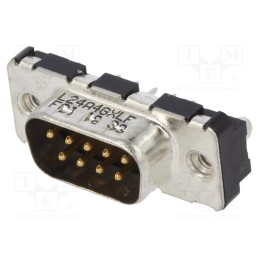 10 pcs : LD09P24A4GX00LF - D-Sub, PIN: 9, socket, male, on PCBs,PCB snap, straight, THT, 5A