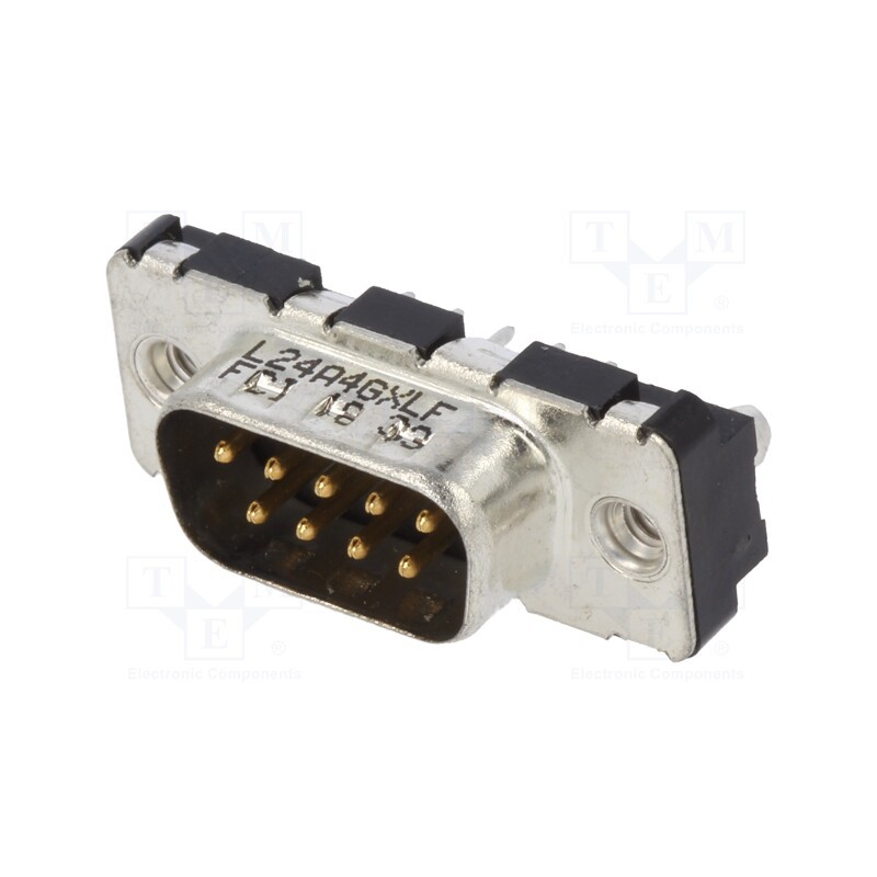 10 pcs : LD09P24A4GX00LF - D-Sub, PIN: 9, socket, male, on PCBs,PCB snap, straight, THT, 5A