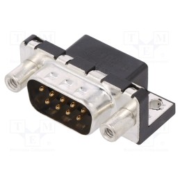 10 pcs : LD09P33E4GV00LF - D-Sub, PIN: 9, socket, male, on PCBs,PCB snap, angled 90°, THT, 5A