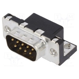 10 pcs : LD09P33E4GX00LF - D-Sub, PIN: 9, socket, male, on PCBs,PCB snap, angled 90°, THT, 5A