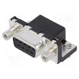 10 pcs : LD09S13A4GV00LF - D-Sub, PIN: 9, socket, female, on PCBs,PCB snap, angled 90°, THT