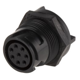 1 pcs - Bulgin Circular Connector, 8 Contacts, Rear Mount, Miniature Connector, Socket, Female, IP66, IP68, IP69K, Buccaneer