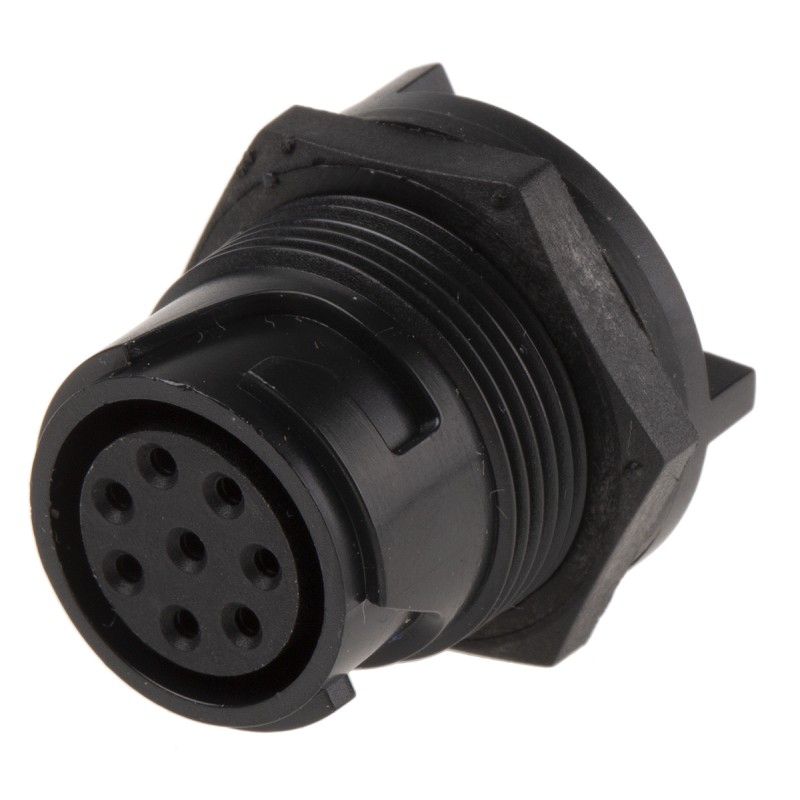 1 pcs - Bulgin Circular Connector, 8 Contacts, Rear Mount, Miniature Connector, Socket, Female, IP66, IP68, IP69K, Buccaneer