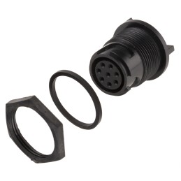 1 pcs - Bulgin Circular Connector, 8 Contacts, Rear Mount, Miniature Connector, Socket, Female, IP66, IP68, IP69K, Buccaneer