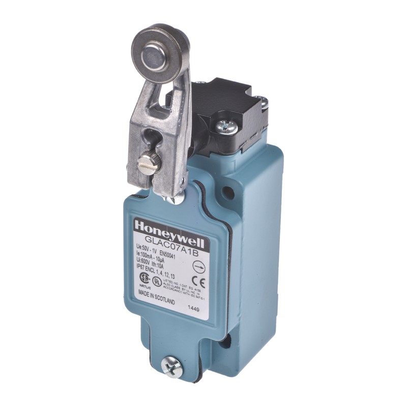 1 pcs - Honeywell GLA Series Roller Lever Limit Switch, NO/NC, IP67, SPDT, Die Cast Zinc Housing, 50V ac Max, 100mA Max