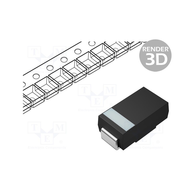 50 pcs : SS14-E3/5AT - Diode: Schottky rectifying, SMD, 40V, 1A, SMA,