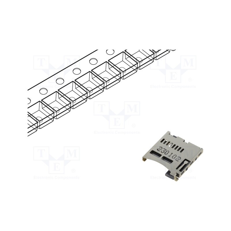 10 pcs : MEM2052-00-195-00-A - Connector: for cards, microSD, push-push, SMT, gold flash, PIN: 8