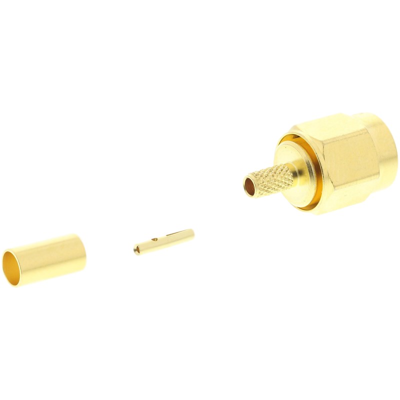 1 pcs - Telegartner, Plug Cable Mount SMA Connector, 50Ω, Crimp Termination, Straight Body