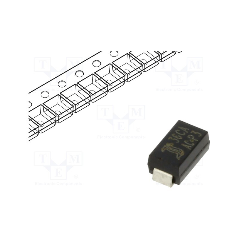 50 pcs : P4SMAJ36CA-AQ - Diode: TVS, 400W, 40÷44.4V, 6.9A, bidirectional, ±5%, SMA,