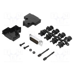 10 pcs : MHD45PPK15DB15PK - D-Sub, PIN: 15, plug, male, angled 45°, soldering, for cable