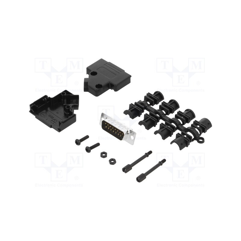 10 pcs : MHD45PPK15DB15PK - D-Sub, PIN: 15, plug, male, angled 45°, soldering, for cable