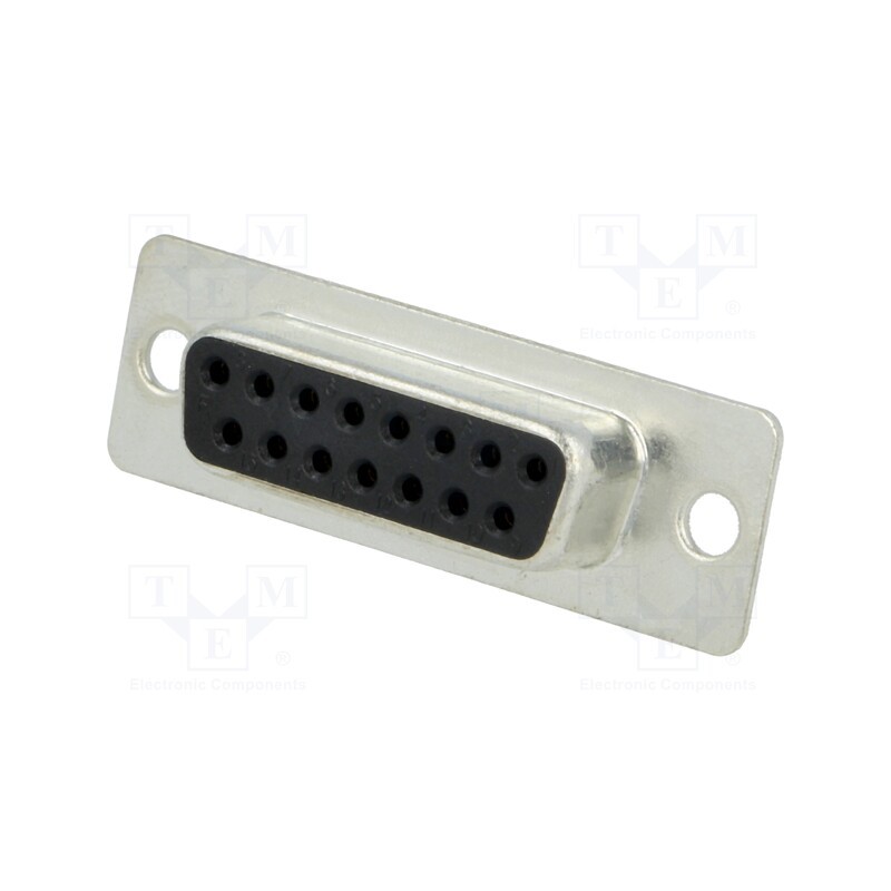 10 pcs : MHDD15-F-T-B-S - D-Sub, PIN: 15, socket, female, on PCBs, straight, THT, 3A, 250V