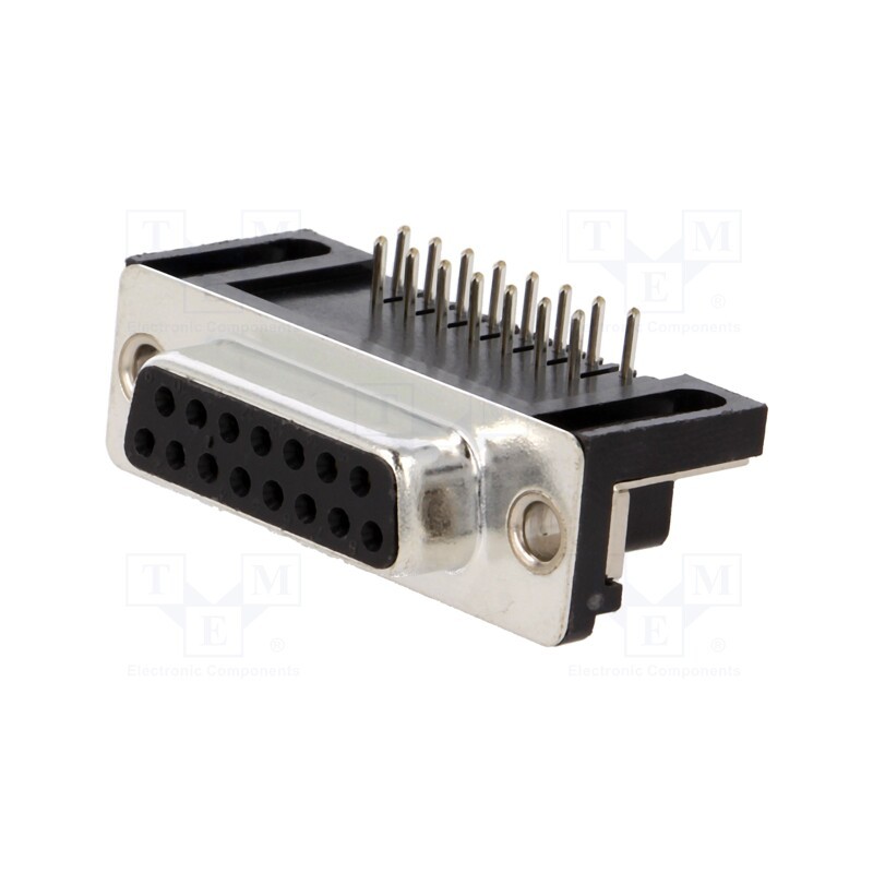 10 pcs : MHDD15F-T-B-SRBM - D-Sub, PIN: 15, socket, female, on PCBs, angled 90°, THT, 3A, 250V