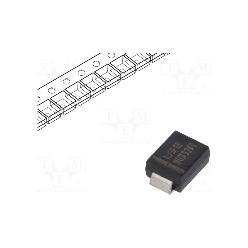 50 pcs : MURS260 - Diode: rectifying, SMD, 600V, 2A, 50ns, SMB, Ufmax: 1.45V, Ifsm: 35A