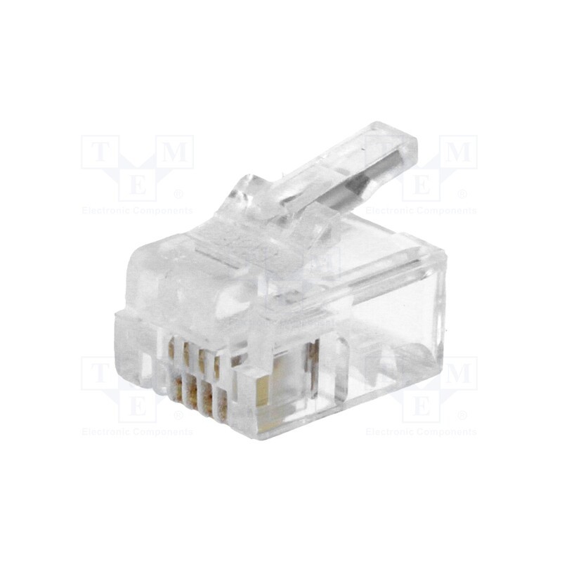 20 pcs : MHRJ126P4CR - Plug, RJ12, PIN: 4, Layout: 6p4c, for cable, IDC,crimped