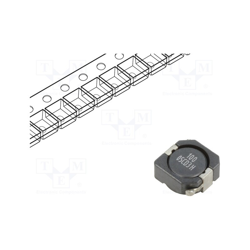 10 pcs : DR1050-100-R - Inductor: wire, SMD, 10.1uH, Ioper: 4.8A, 18mΩ, ±30%, Isat: 4.6A
