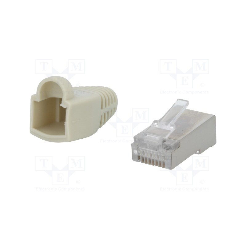 20 pcs : MP0011 - Plug, RJ45, PIN: 8, Cat: 5e, shielded,with protection, gold-plated